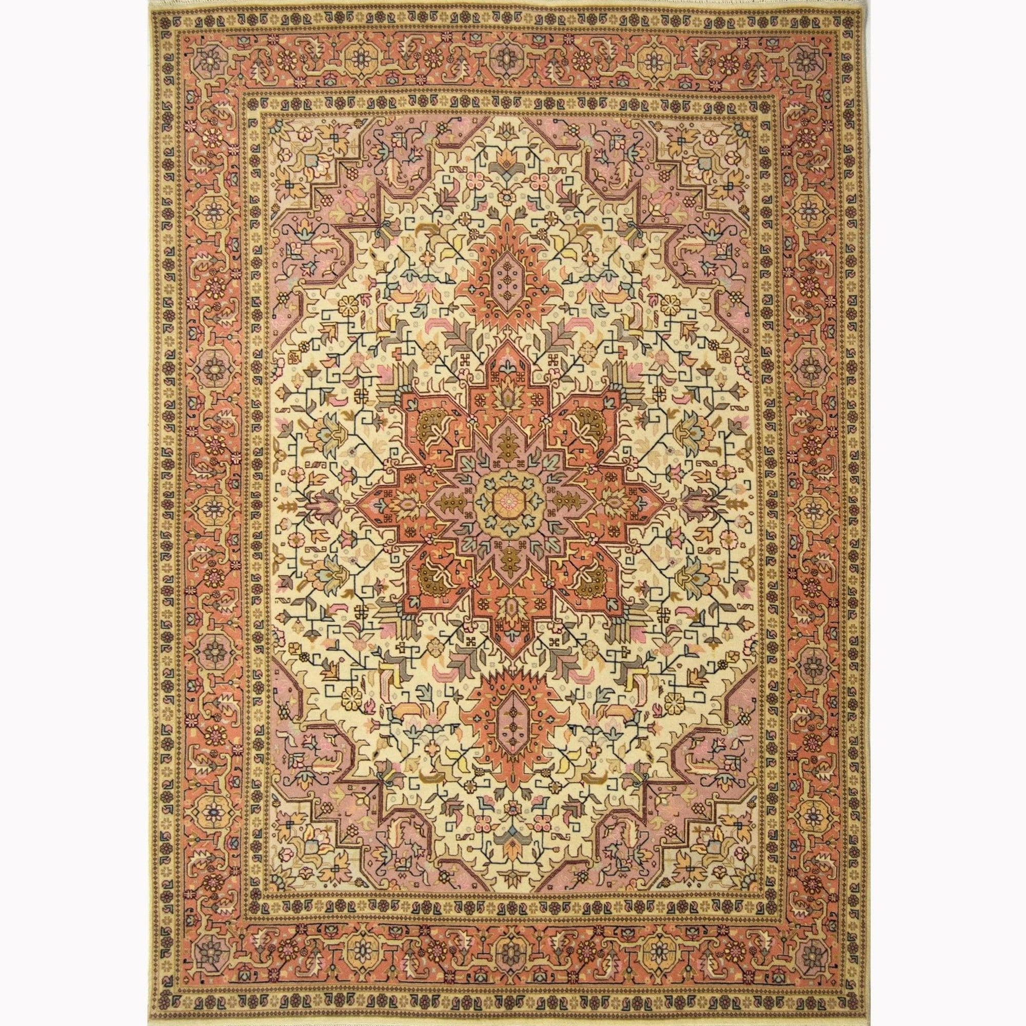 Super Fine Hand-knotted Persian Wool and Silk Tabriz Rug 154cm x 209cm