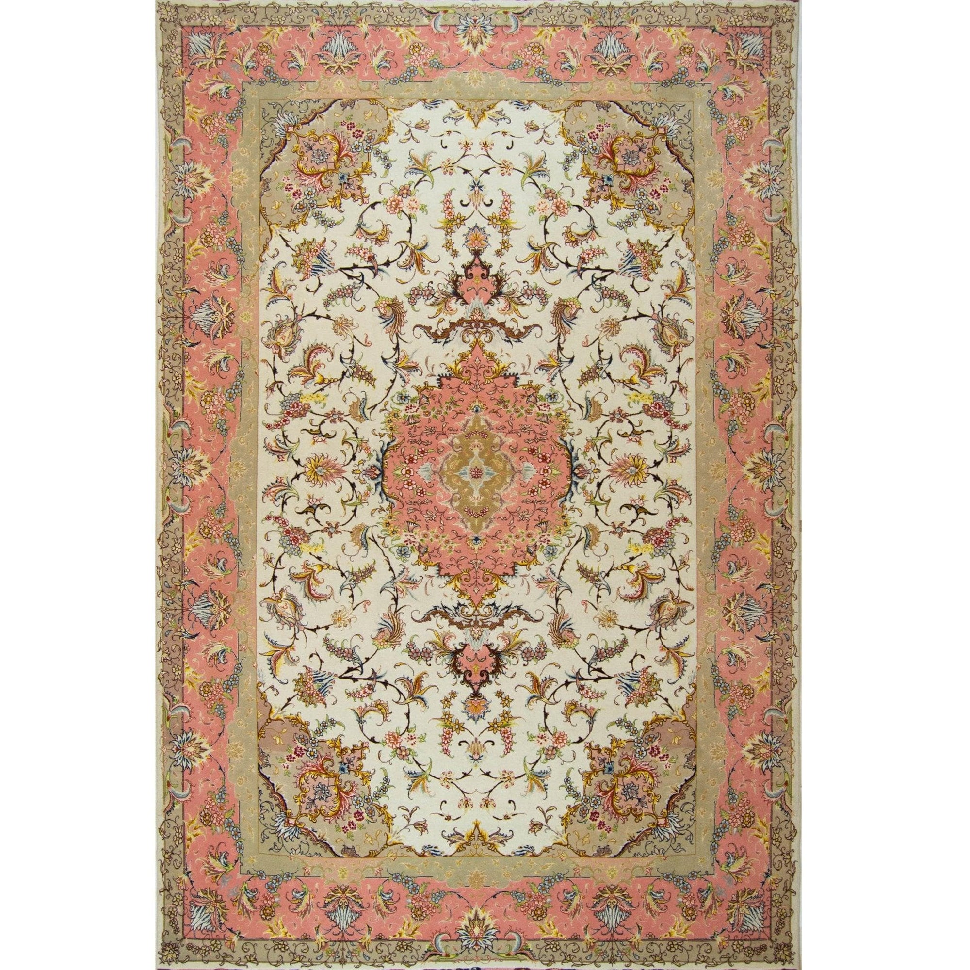 Super Fine Hand-knotted Persian Wool and Silk Tabriz Rug 202 cm x 304 cm