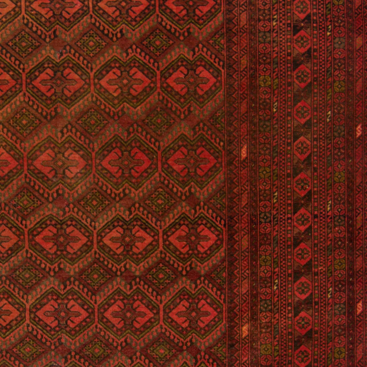 Vintage Hand-knotted 100% Wool Turkmen Rug 220 CM X 269 CM