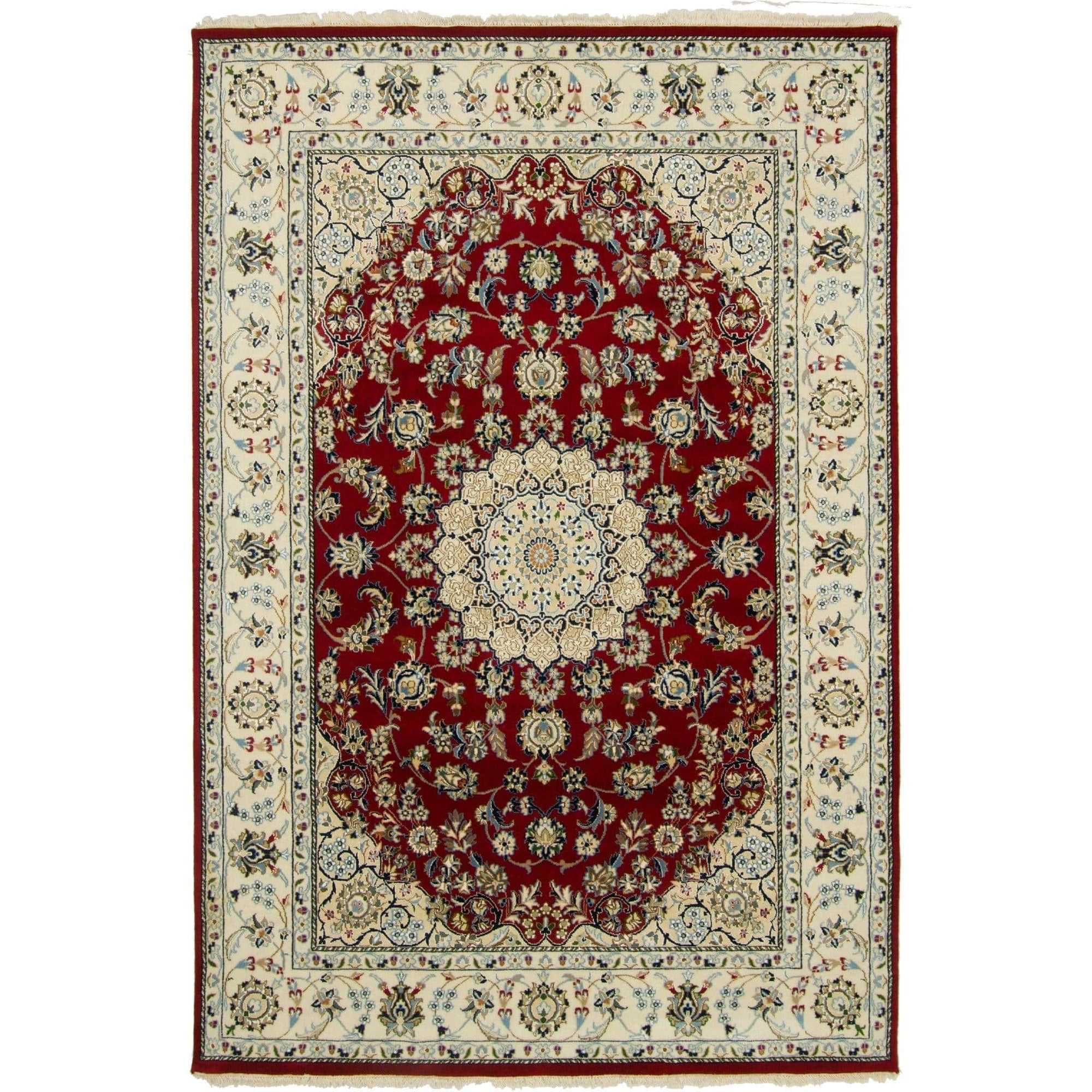 Fine Hand-knotted Wool & Silk Nain Rug 173cm x 249cm