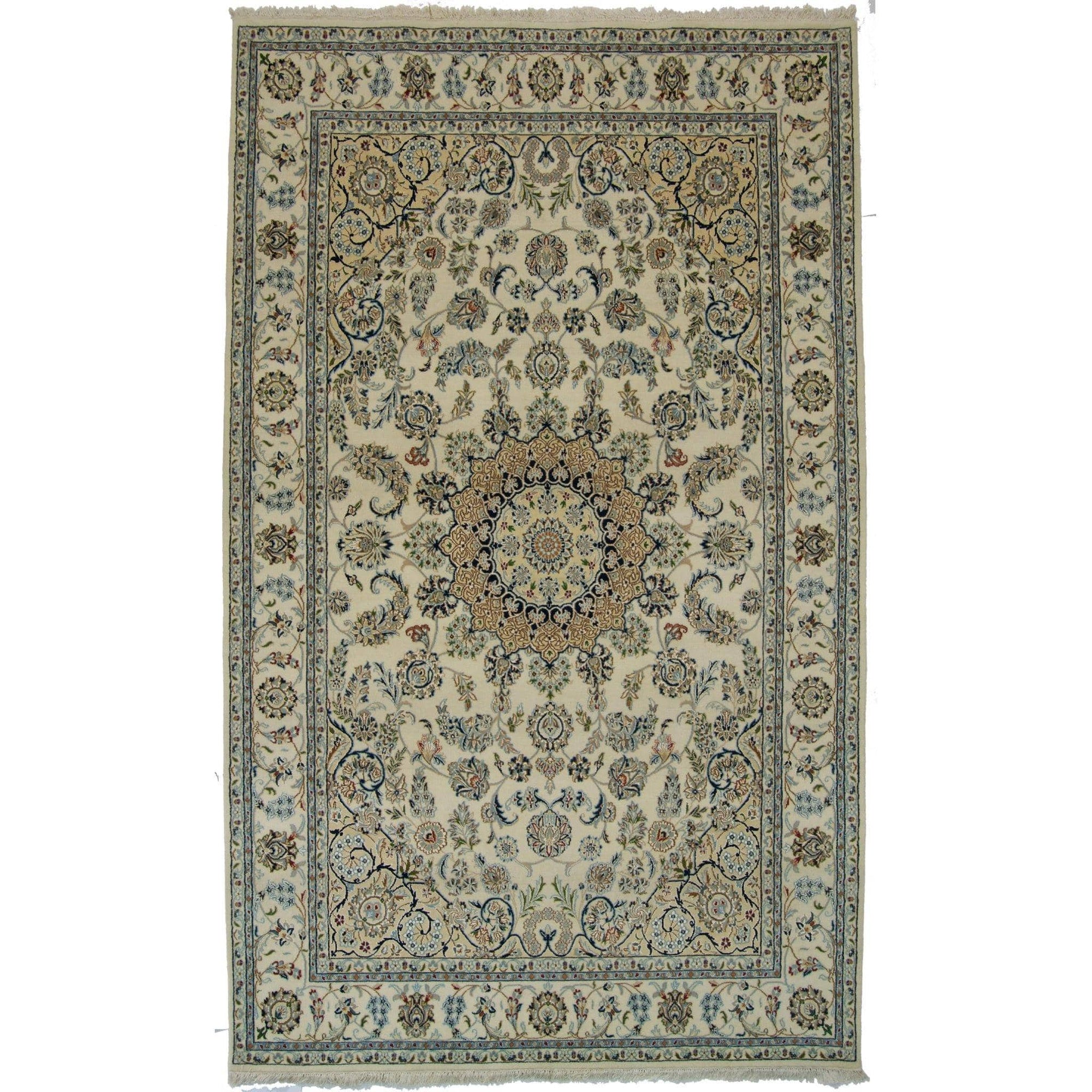 Fine Hand-knotted Wool & Silk Nain Rug 166cm x 246cm
