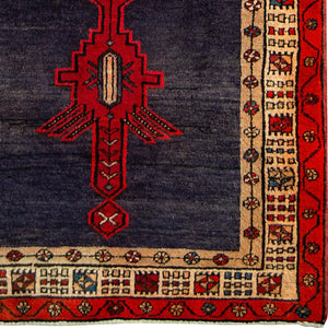 Hand-knotted Wool Red Hamadan Persian Vintage Hallway Runner 106cm x 317cm