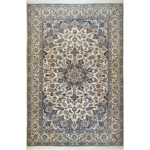 Authentic Fine Persian Hand-knotted Wool and Silk Nain Rug 207cm x 307cm