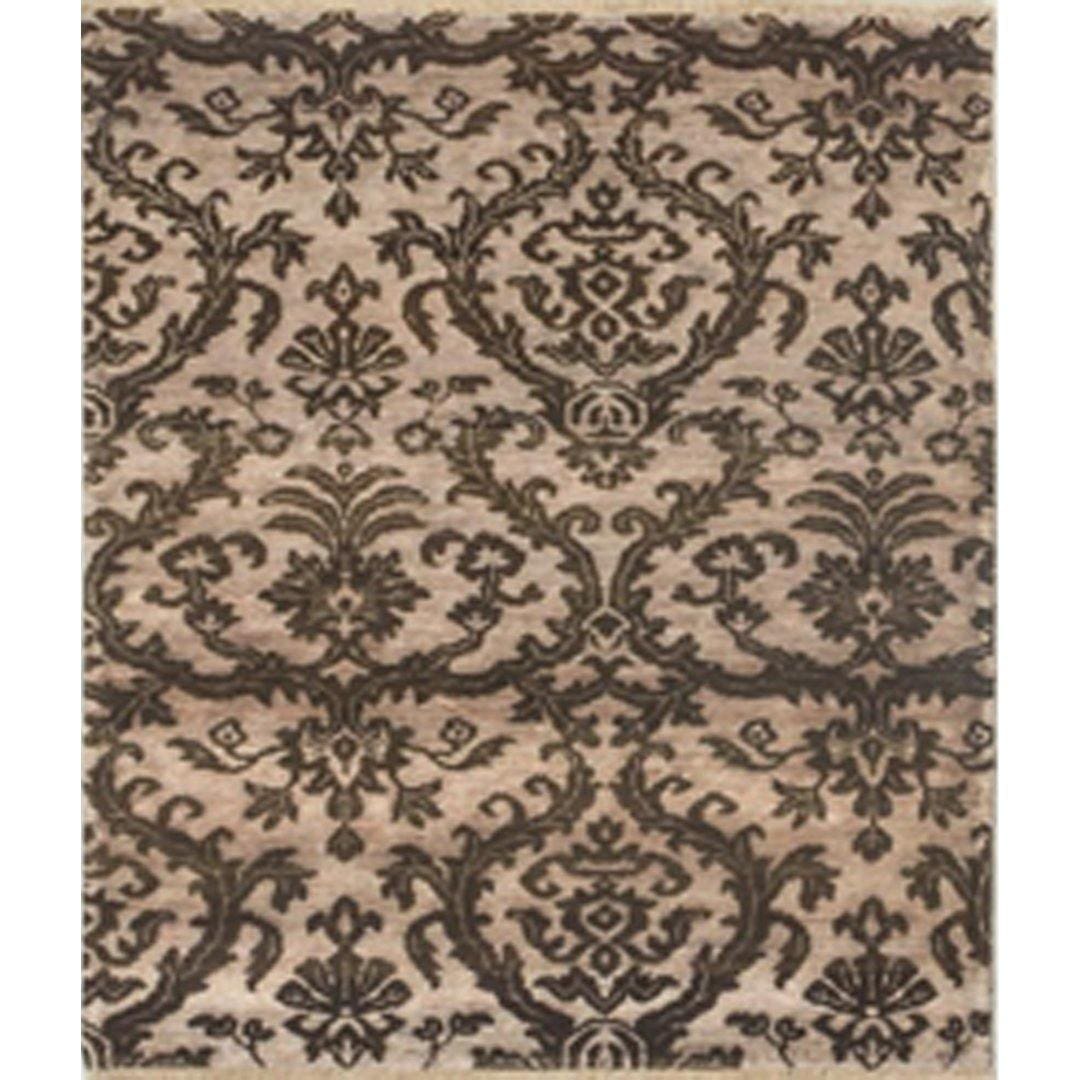 Contemporary Hand-knotted NZ Wool &amp; Silk Damask Small Rug 96cm x 146cm