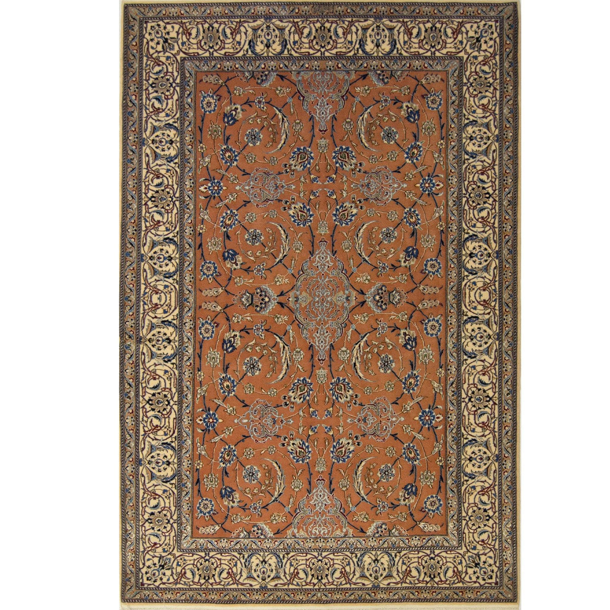 Authentic Persian Fine Hand-knotted Wool &amp; Silk 3LAA Nain Rug ( SIGNED HABIBIAN )