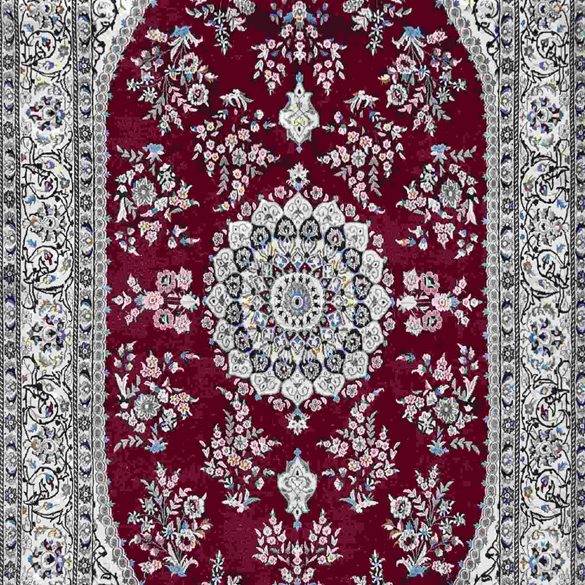 Fine Hand-knotted Wool &amp; Silk Persian Nain Rug 193cm x 293cm
