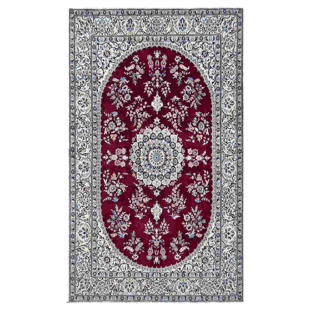Fine Hand-knotted Wool &amp; Silk Persian Nain Rug 193cm x 293cm