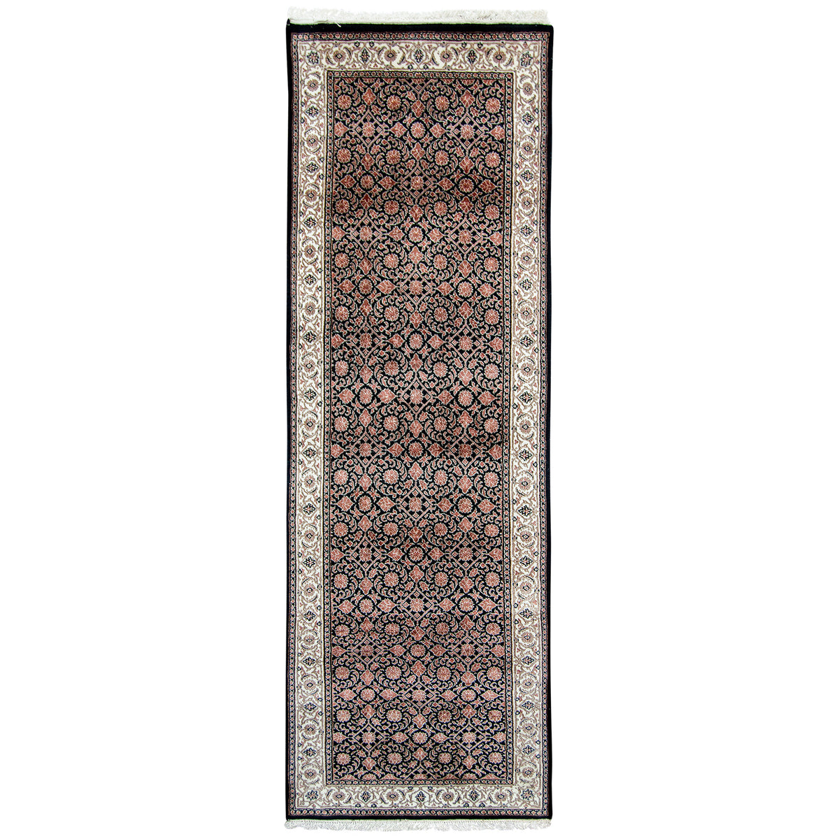 Hand-knotted Traditional Wool &amp; Silk Runner 78cm x 250cm