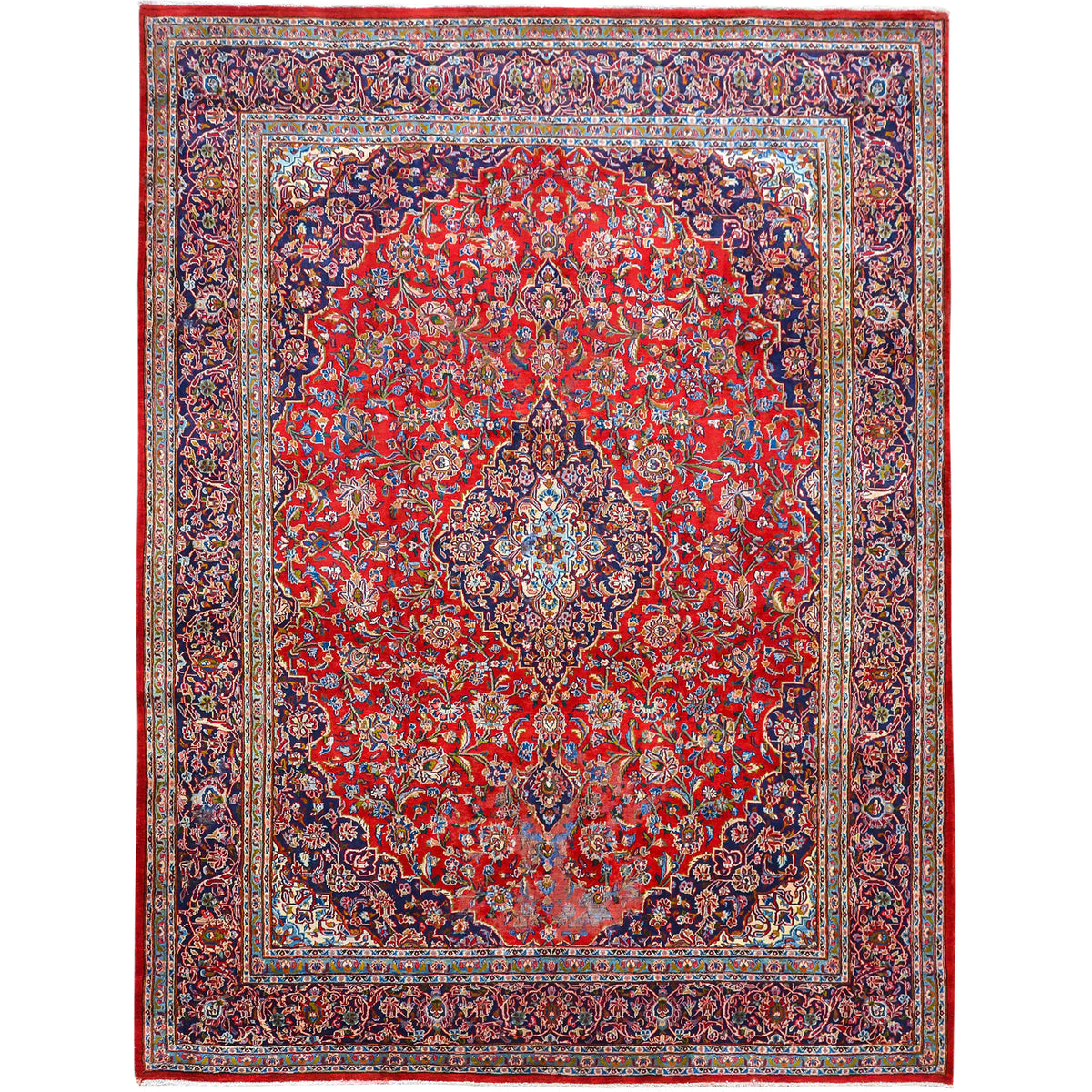 Hand-knotted Wool Kashan Vintage Persian Rug 295cm x 395cm