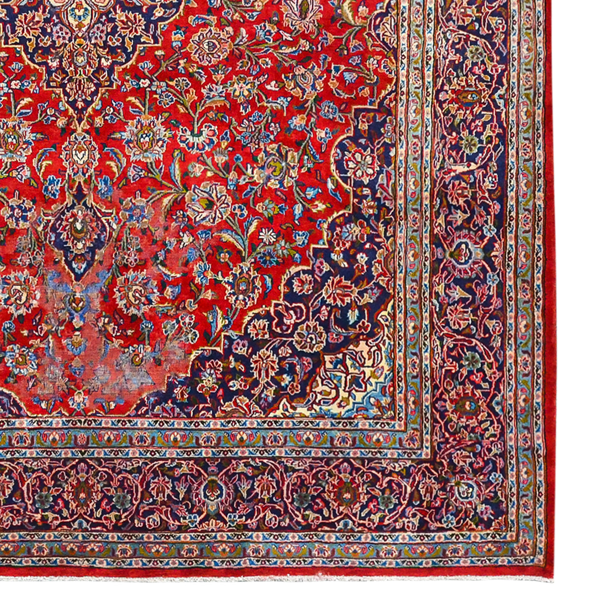 Hand-knotted Wool Kashan Vintage Persian Rug 295cm x 395cm