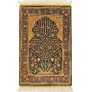 Fine Hand-knotted Small Silk Rug 84cm x 122cm