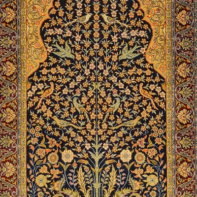 Fine Hand-knotted Small Silk Rug 84cm x 122cm