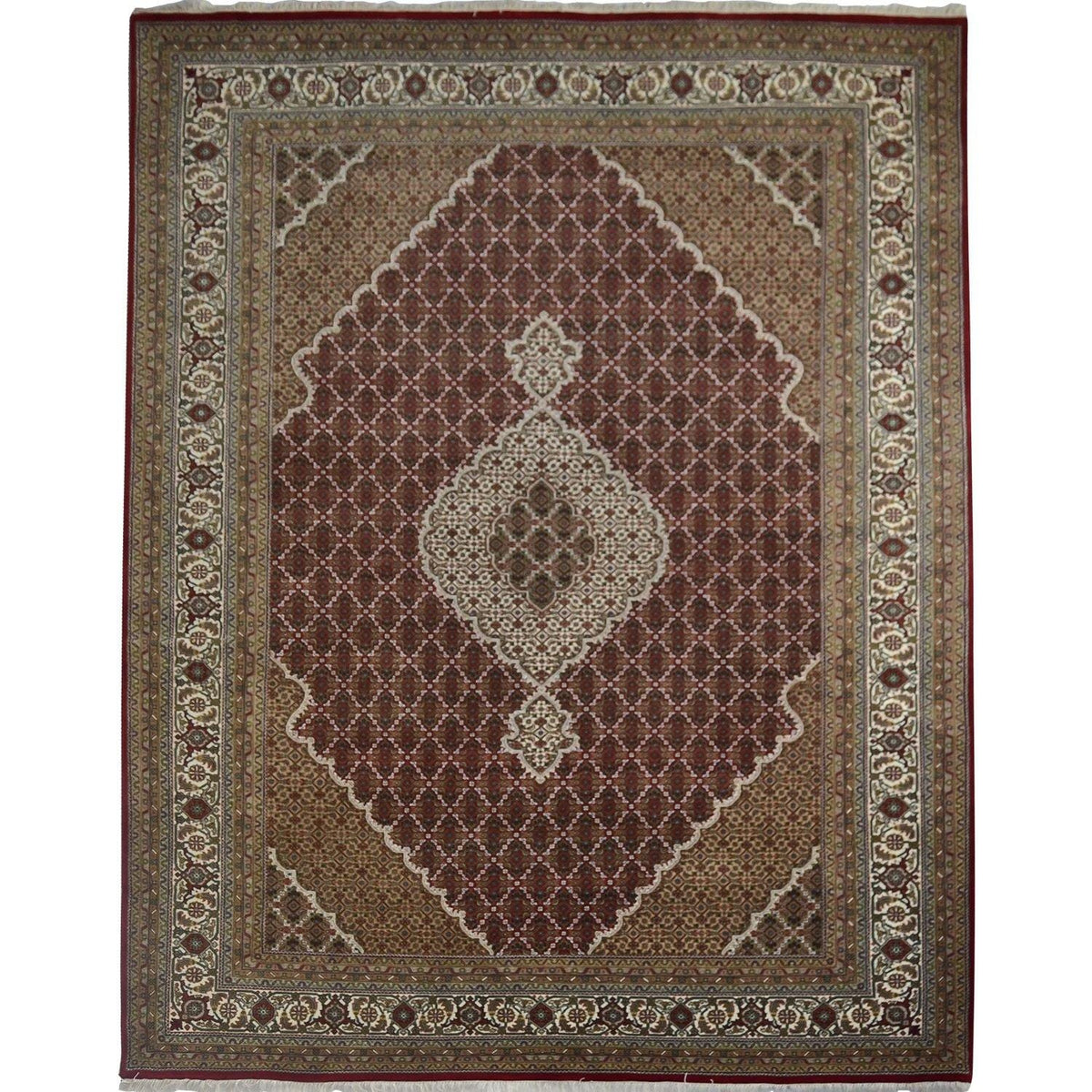 Fine Hand-knotted Wool &amp; Silk Tabriz- Mahi Design Large Rug 247cm x 360cm