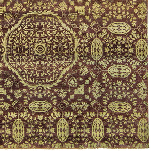 Contemporary Hand-knotted NZ Wool & Bamboo Silk Damask Rug 202cm x 297cm