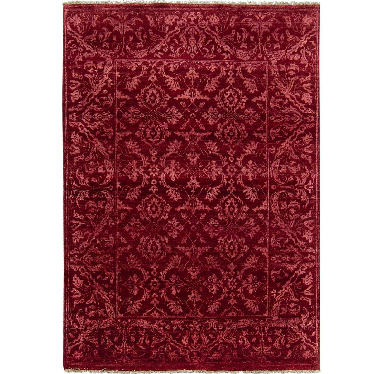 Contemporary Hand-knotted NZ Wool &amp; Bamboo Silk Damask Rug 123cm x 184cm