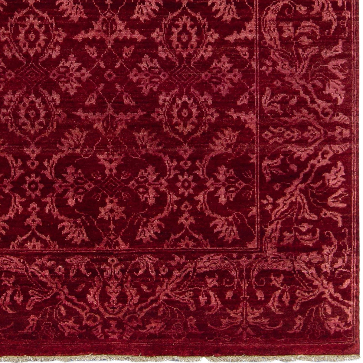 Contemporary Hand-knotted NZ Wool &amp; Bamboo Silk Damask Rug 123cm x 184cm