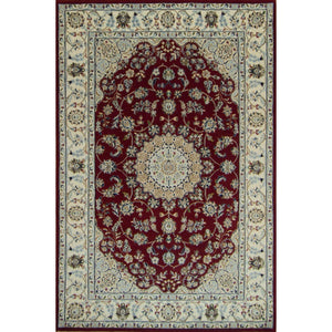 Fine Hand-knotted Wool & Silk Nain Rug 122cm x 188cm