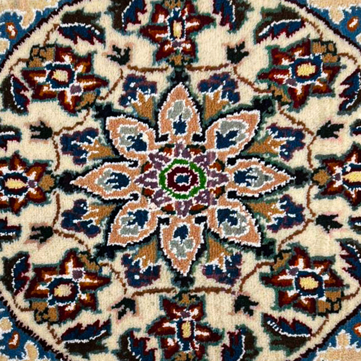 Hand-Knotted Wool Small Nain Persian Round Rug 46cm x 43cm
