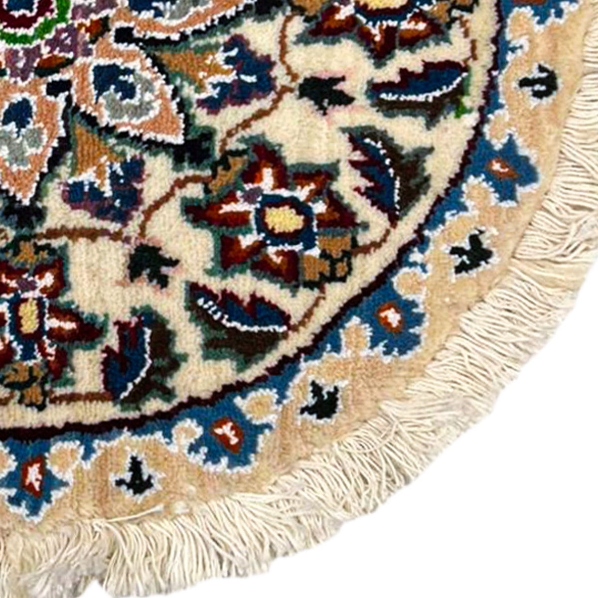 Hand-Knotted Wool Small Nain Persian Round Rug 46cm x 43cm