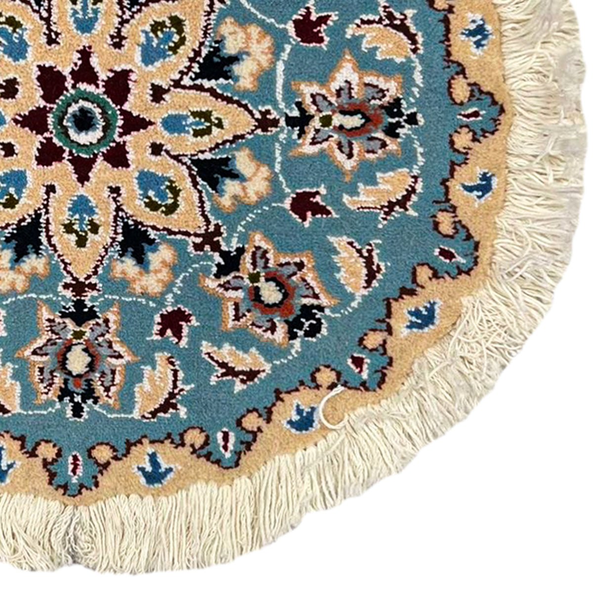 Hand-Knotted Wool Small Nain Persian Round Rug 45cm x 45cm