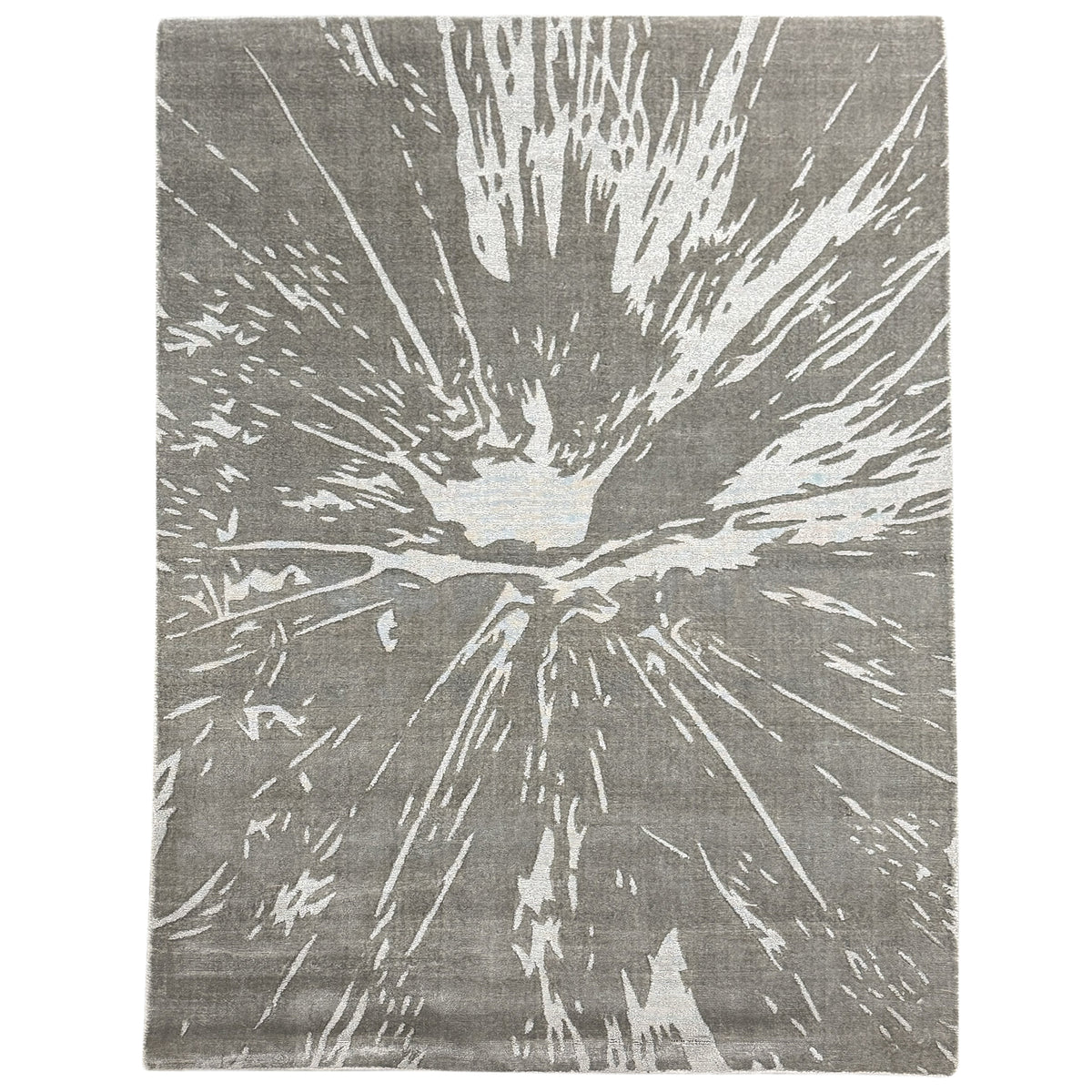 Handmade Modern Grey/Silver Bamboo Silk Rug 152cm x 240cm