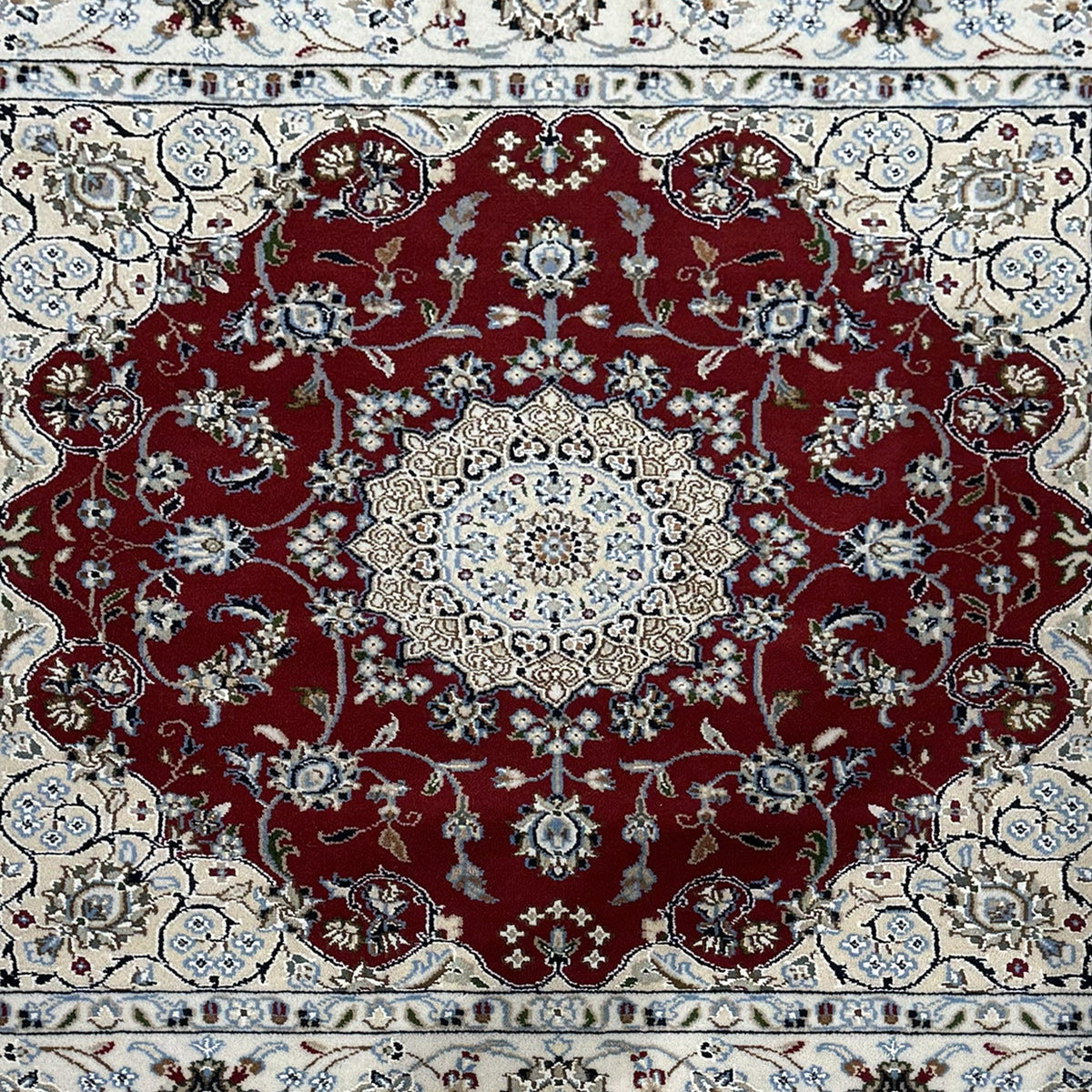 Fine Hand-knotted Wool and Silk Square Rug 125cm x 128cm