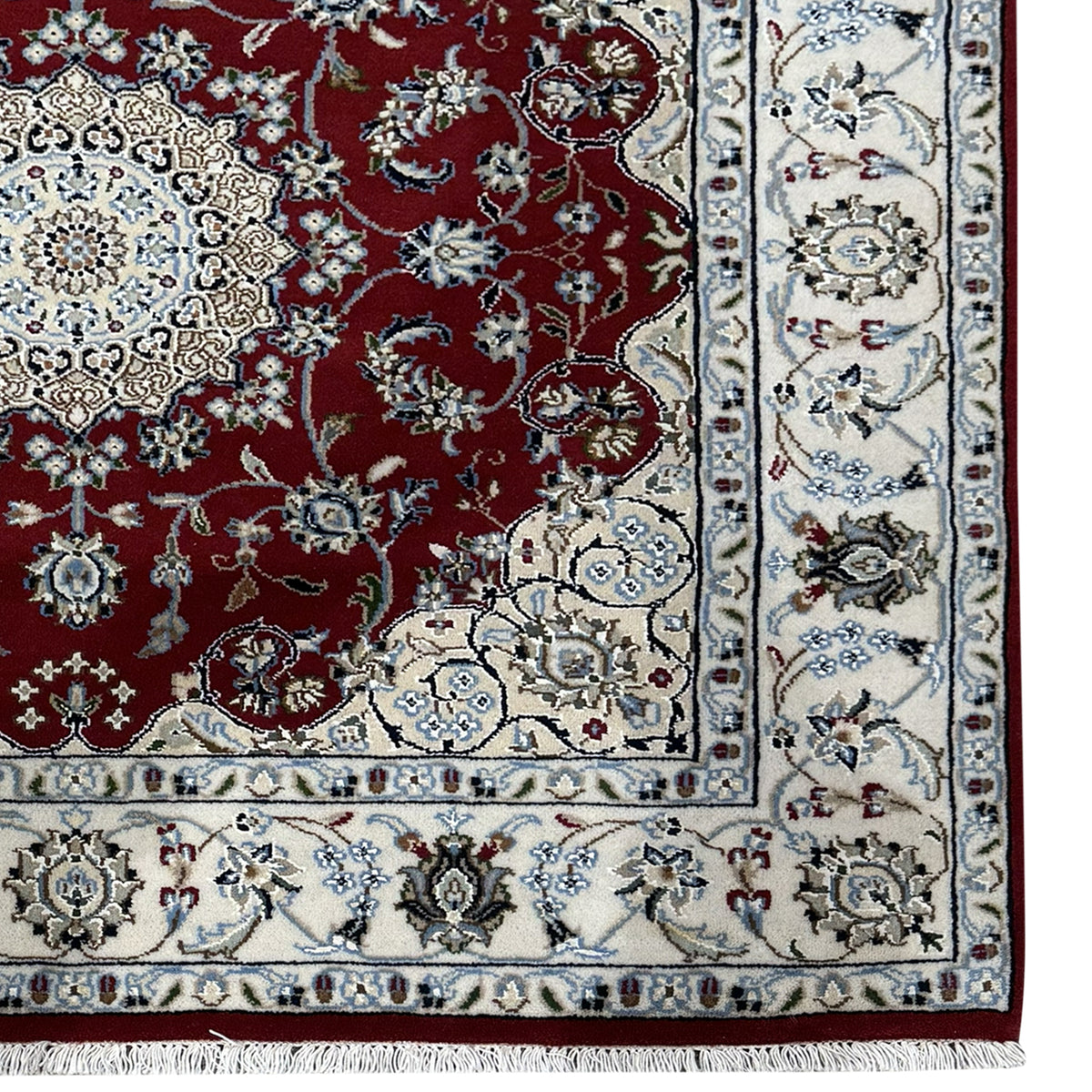 Fine Hand-knotted Wool and Silk Square Rug 125cm x 128cm