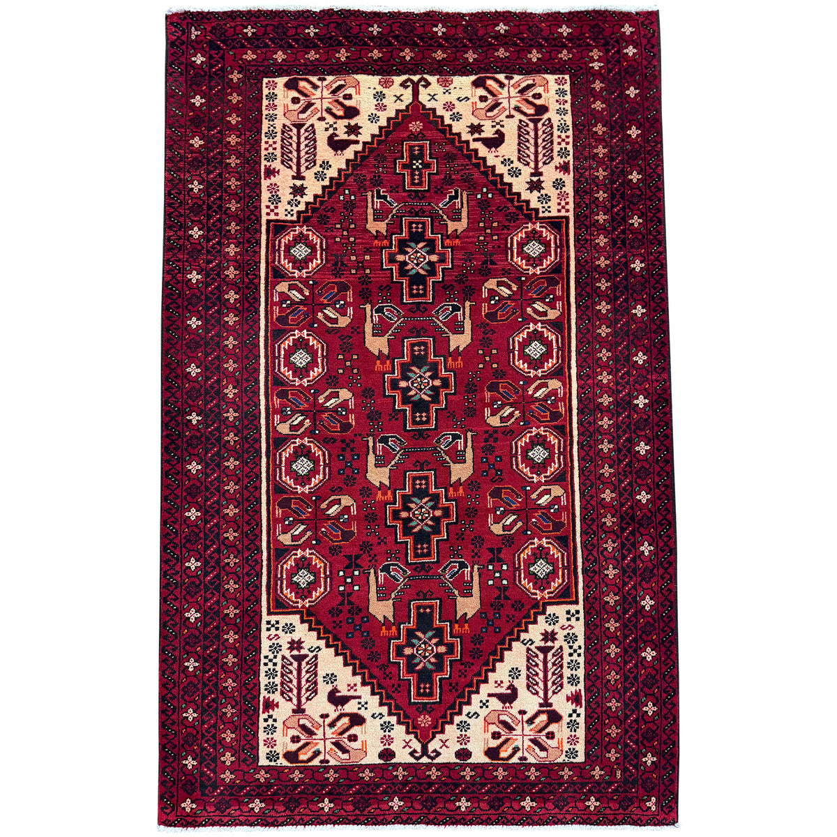 Fine Handmade Wool Baluchi Persian Rug 112cm x 200cm