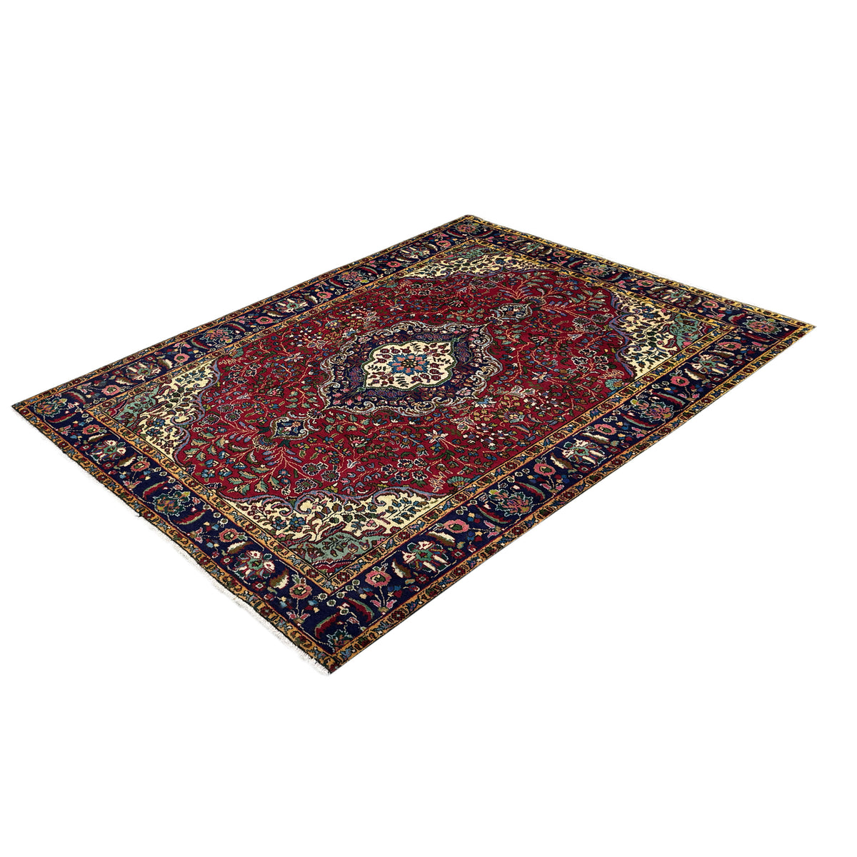 Hand-knotted Wool Tabriz Vintage Persian Rug 208cm x 281cm