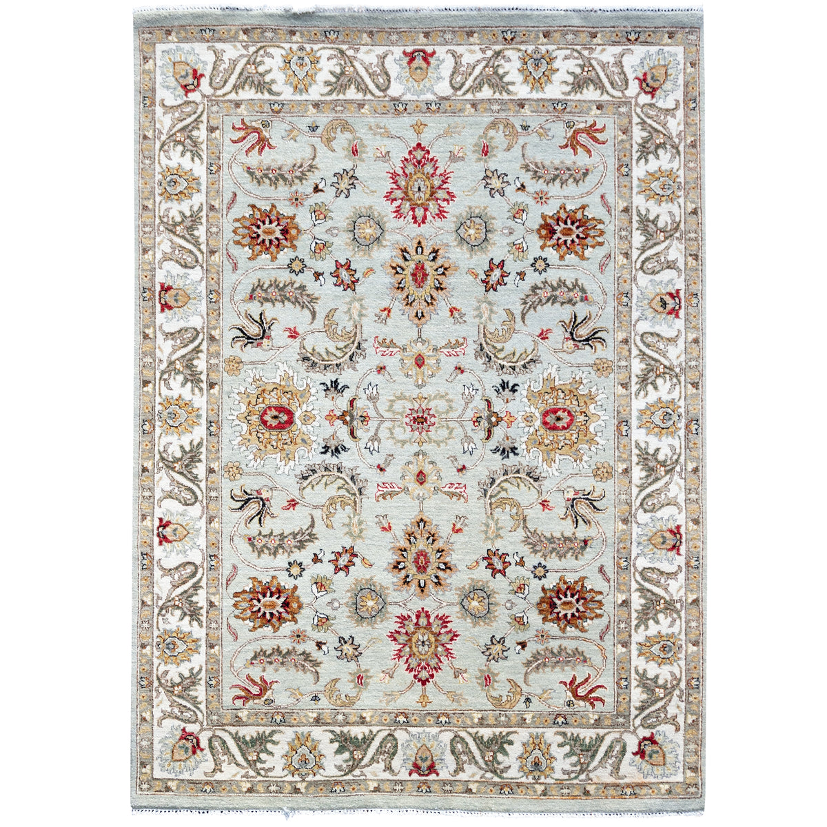 Hand-knotted Allover Design Green Rug  158cm x 246cm