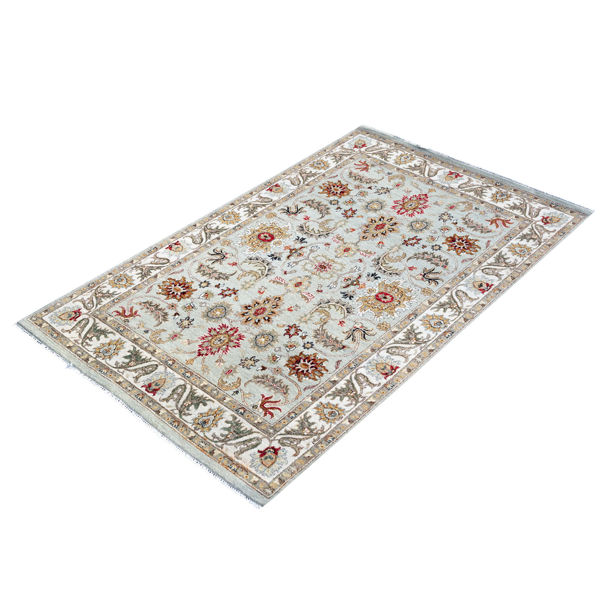 Hand-knotted Allover Design Green Rug  158cm x 246cm