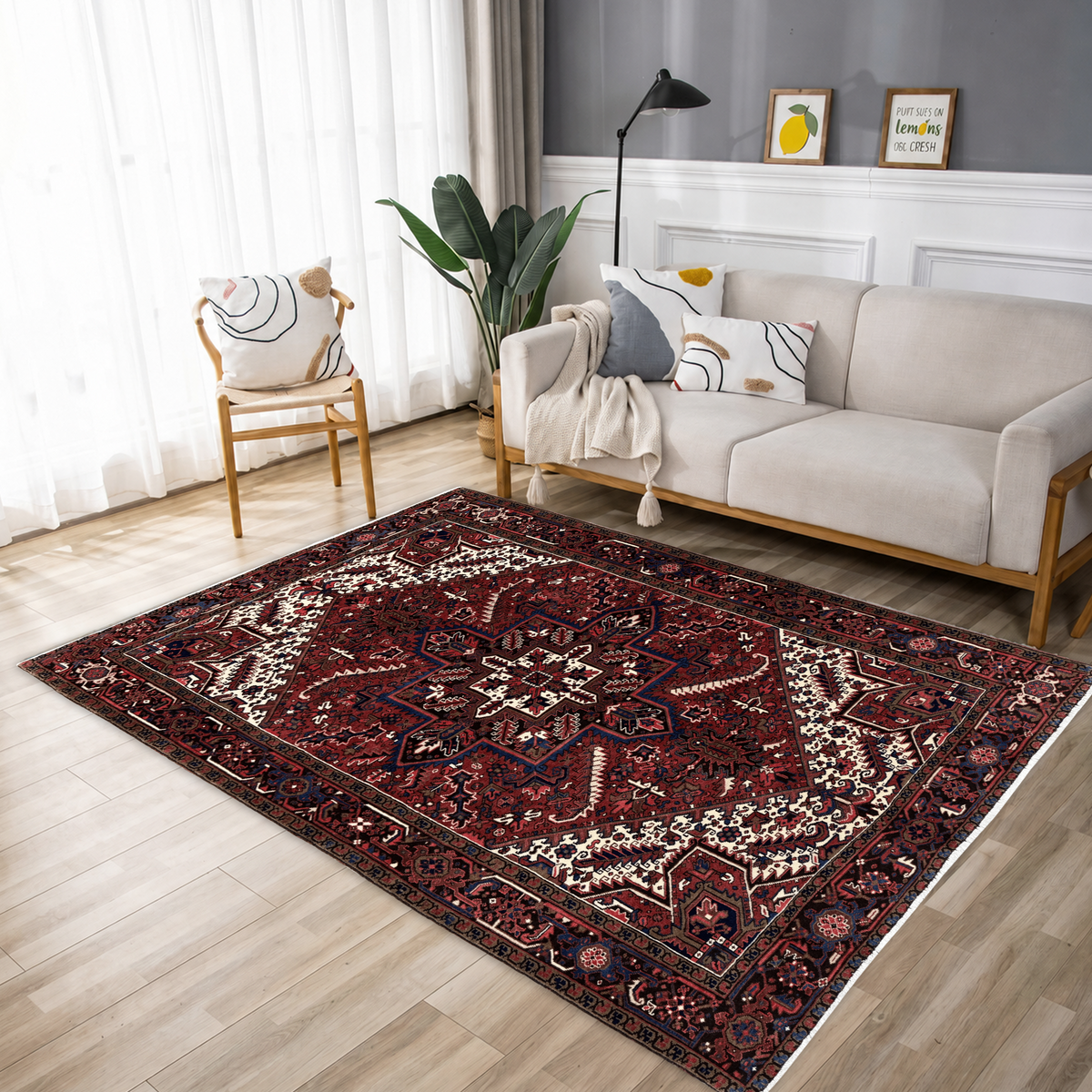 Fine Hand-knotted Wool Heriz Persian Rug  268cm x 343cm