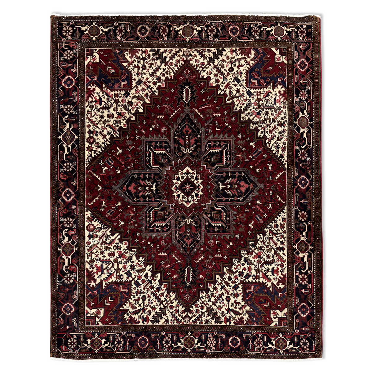 Fine Hand-Knotted Persian Heriz Wool Rug 230 x 295 cm