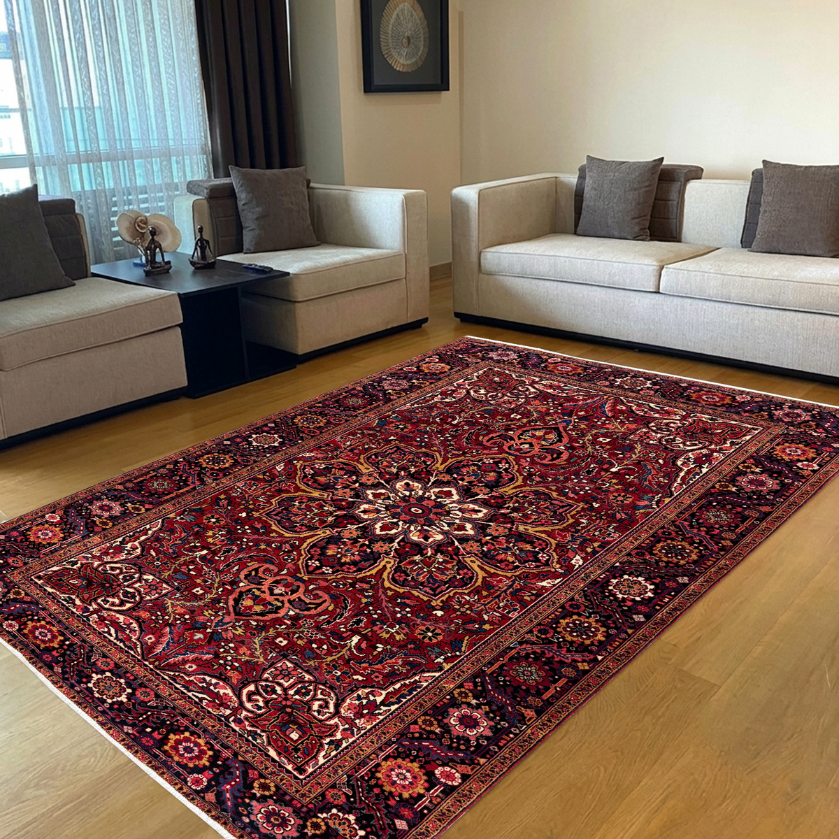 Fine Hand-Knotted Wool Heriz Rug – Large Persian Rug 245cm x 340cm