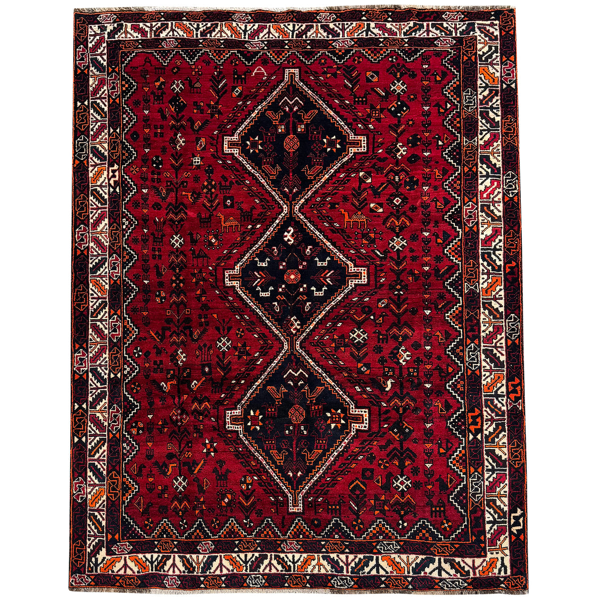 Fine Hand-knotted Shiraz Persian Rug 206cm x 293cm