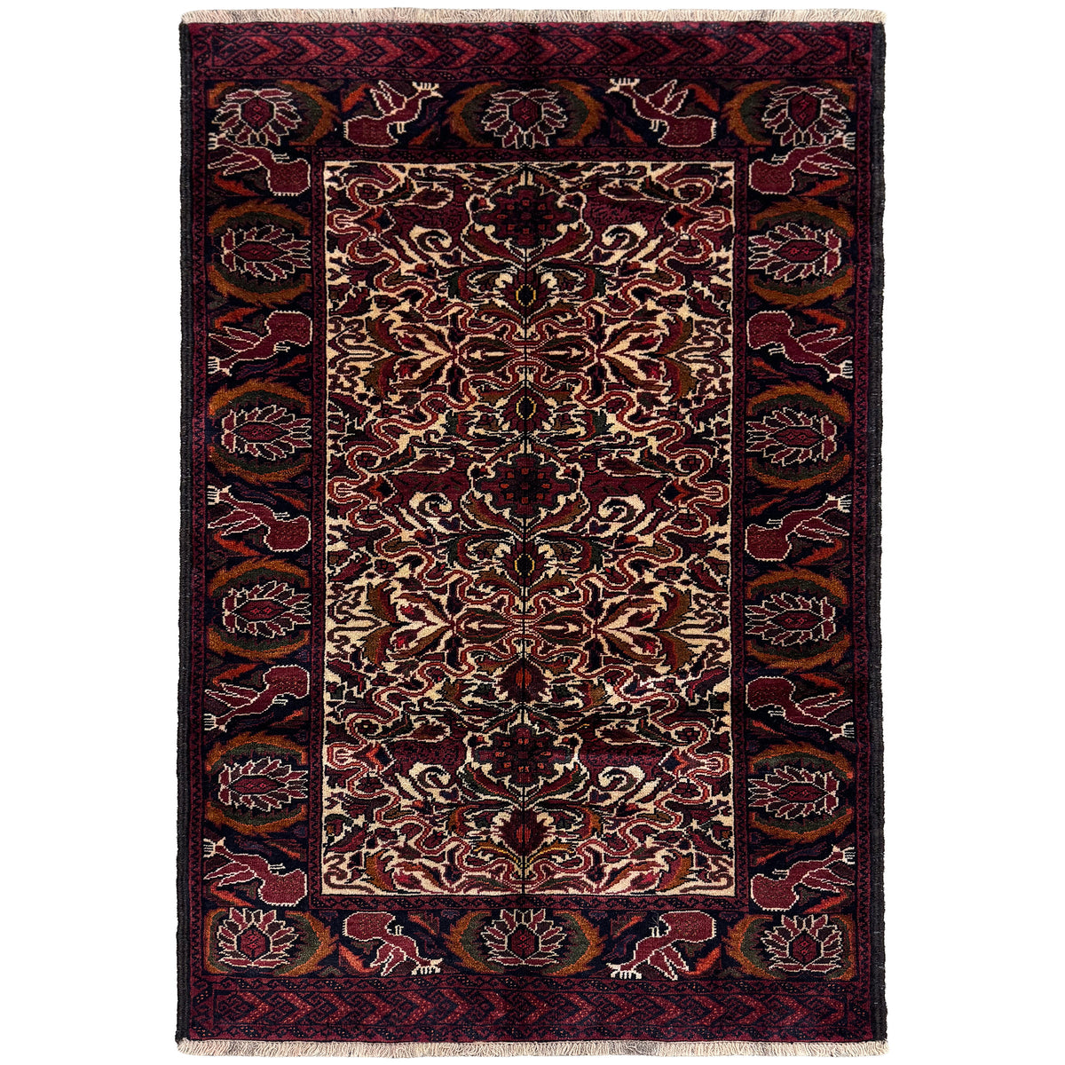 Fine Handmade Wool Baluchi Persian Small Rug 88cm x 128cm