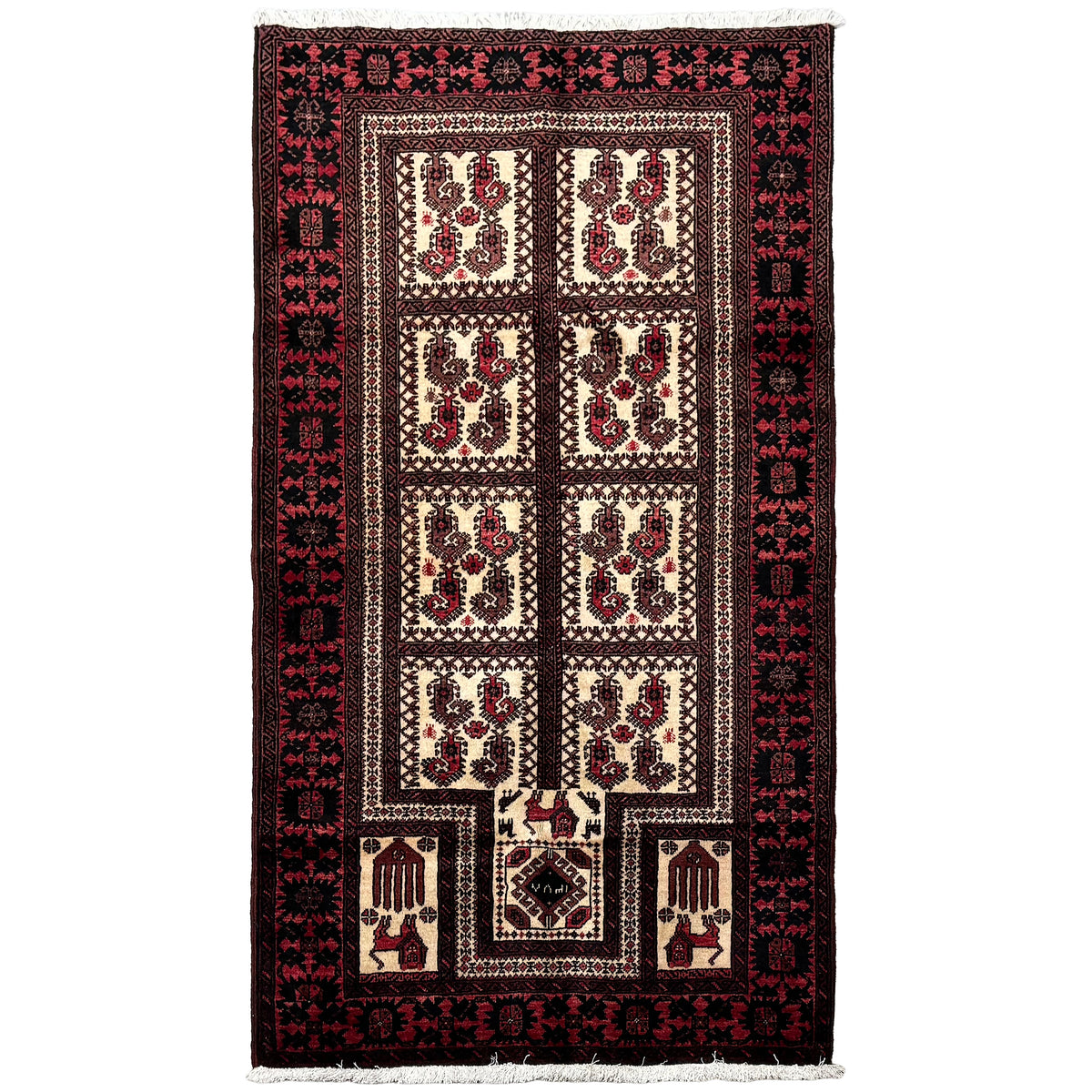 Fine Hand knotted Persian Baluchi 106cm x 188cm