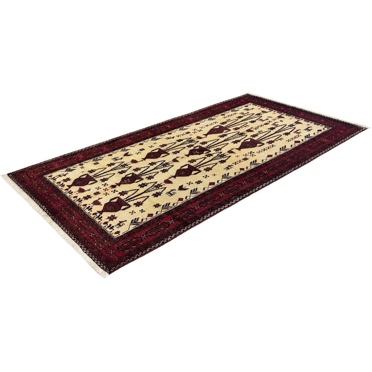 Fine Hand knotted Baluchi  Persian Rug 110cm x 221cm