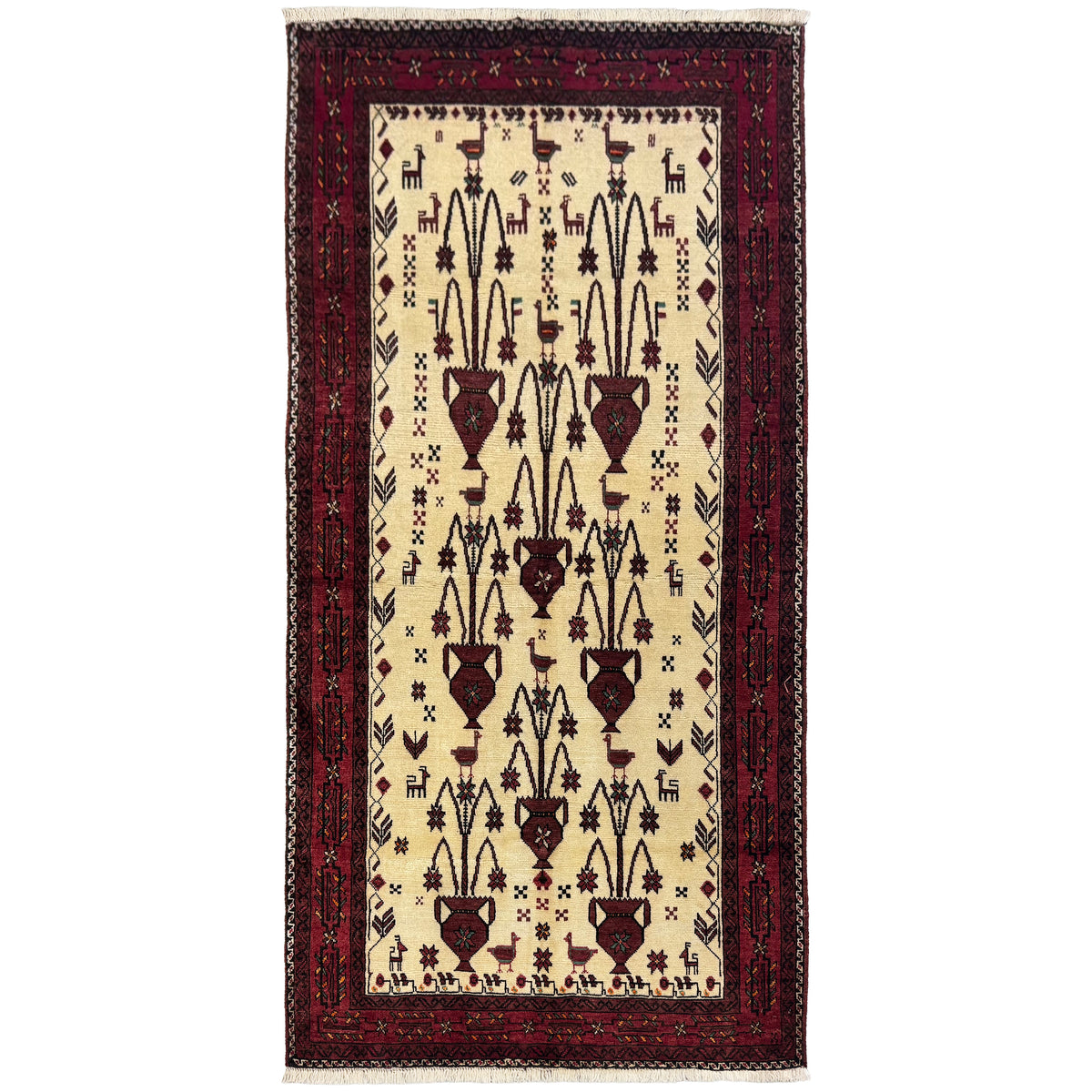 Fine Hand knotted Baluchi  Persian Rug 110cm x 221cm