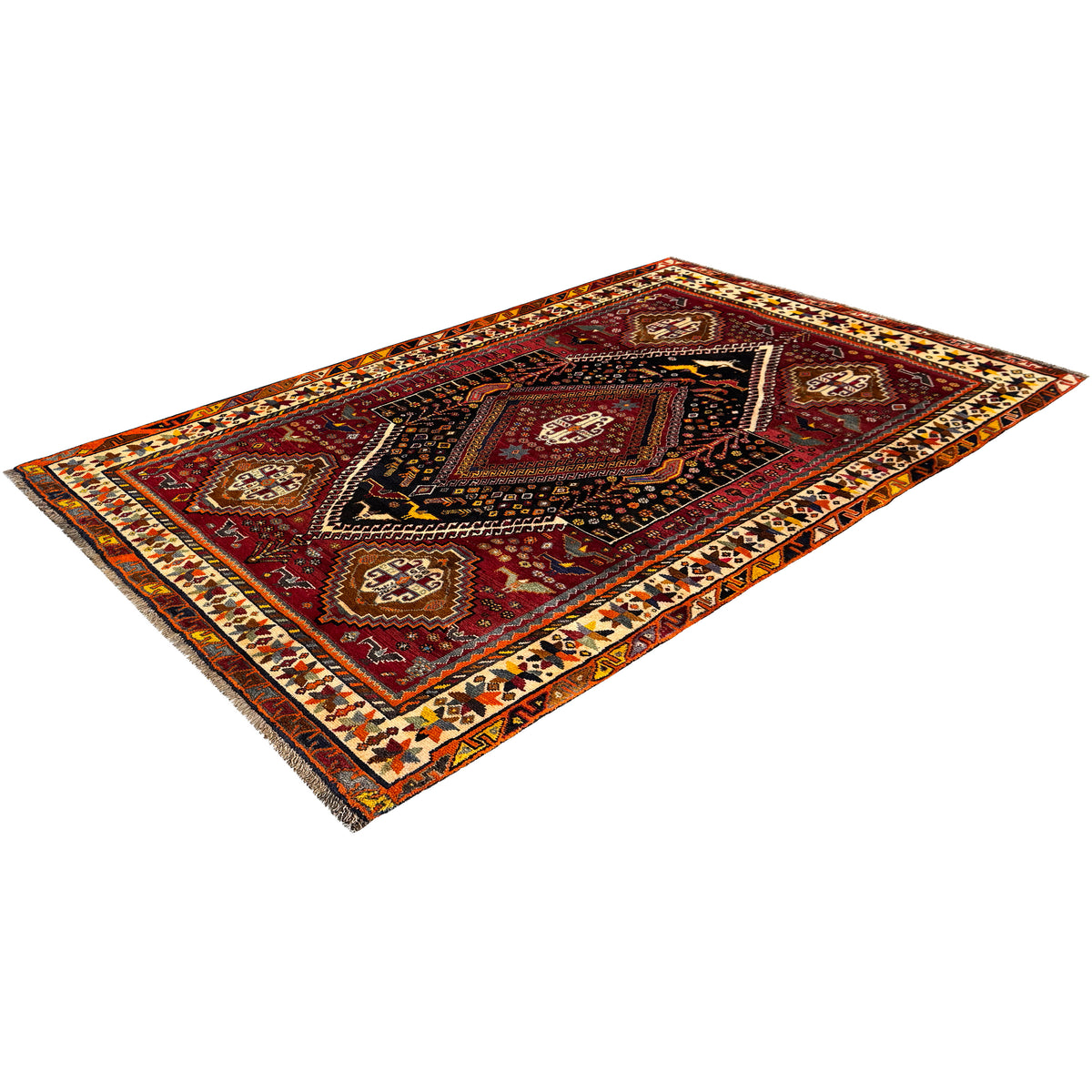 Authentic Hand-Knotted Shiraz Persian Rug 167cm x 273cm