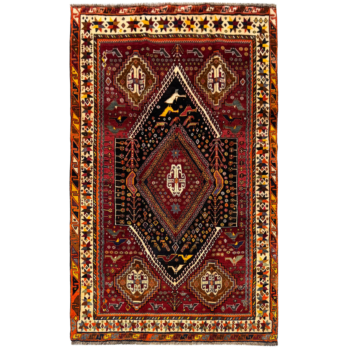 Authentic Hand-Knotted Shiraz Persian Rug 167cm x 273cm