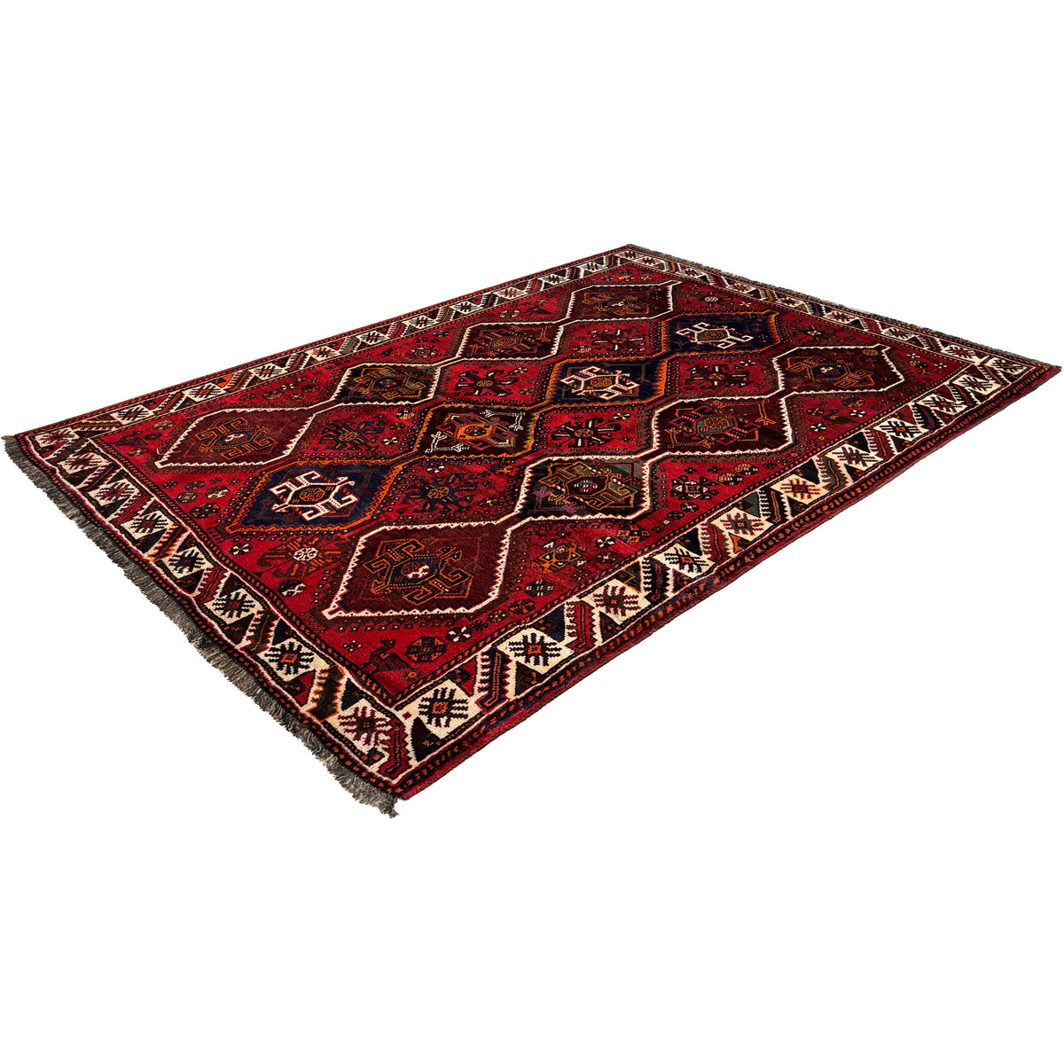 Fine Hand-knotted Wool Shiraz Persian Rug  171cm x 252cm