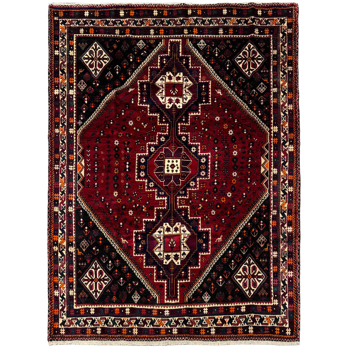 Fine Hand knotted Persian Shiraz Rug 202cm x 267cm