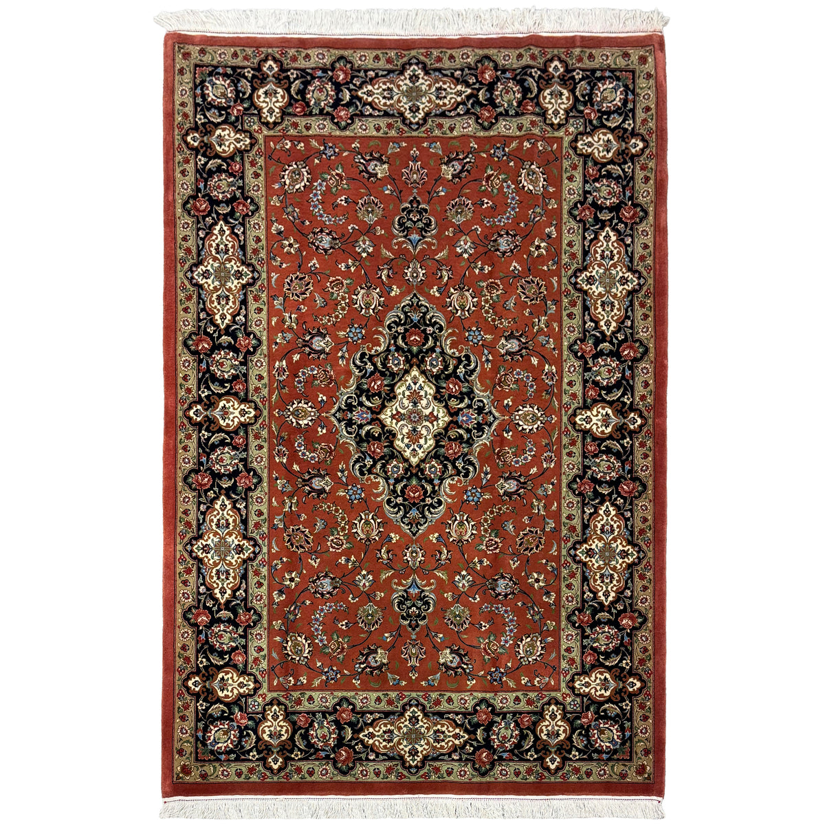 Fine Handmade Wool & Silk Qum Persian Rug 140cm x 207cm