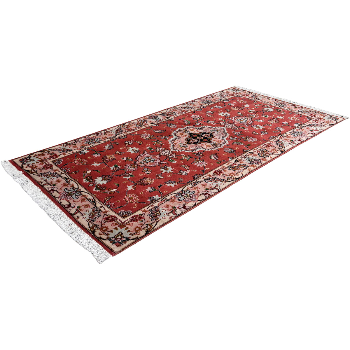 Fine Hand-knotted Wool Tabriz 50 Raj Persian Small Rug  74cm x 156cm