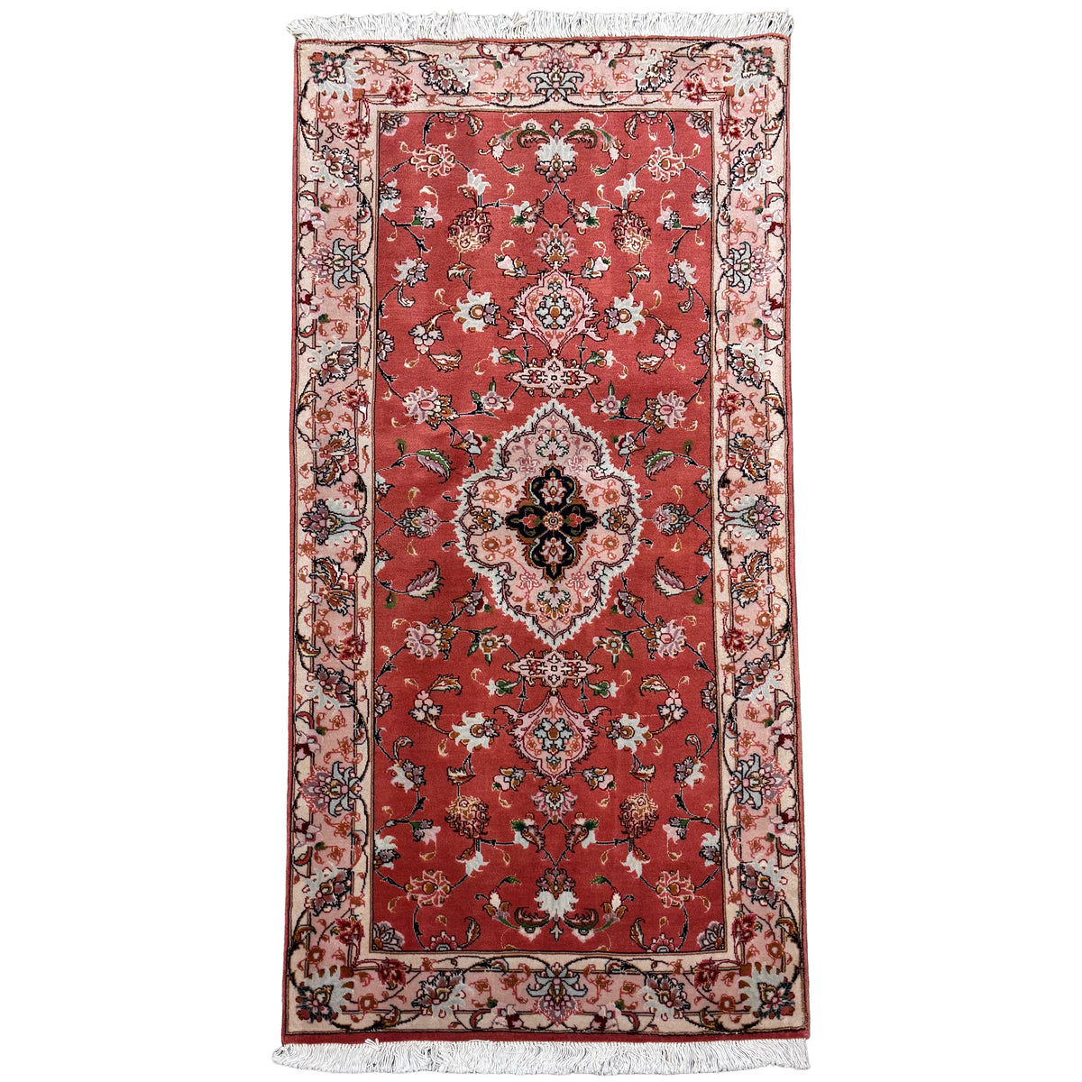 Fine Hand-knotted Wool Tabriz 50 Raj Persian Small Rug  74cm x 156cm