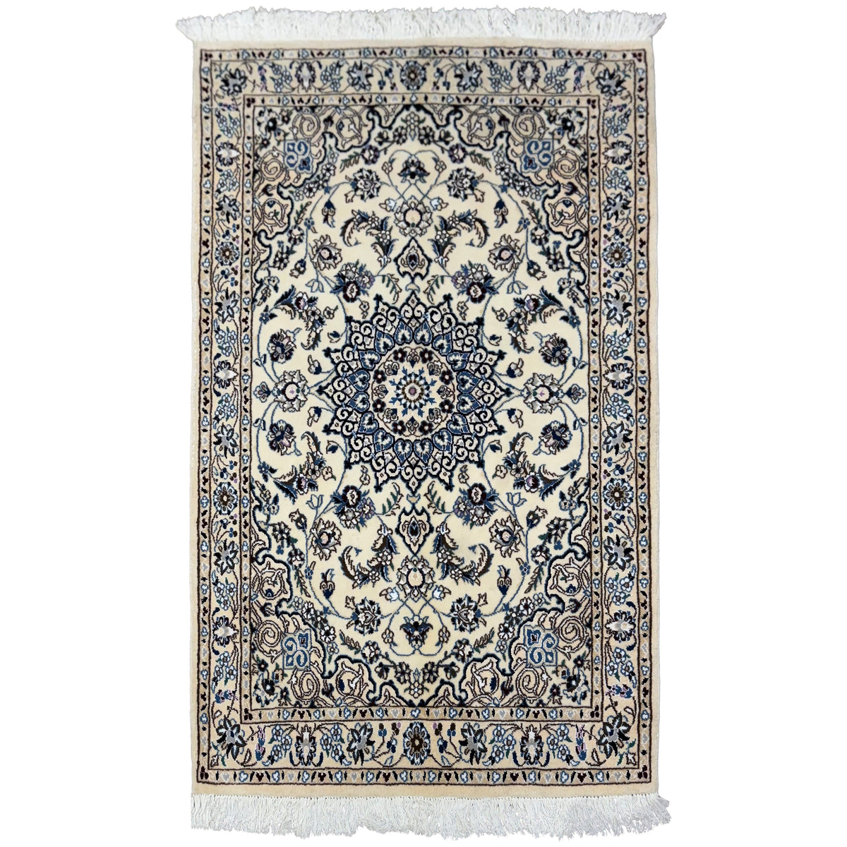 Fine Hand-knotted Wool 6 LAA Persian Nain Small Rug  94cm x 150cm