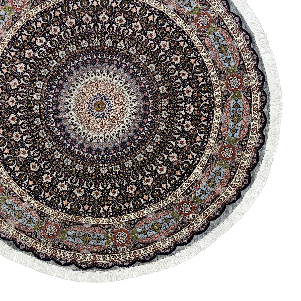 Fine Hand-knotted Wool & Silk Persian Round Rug 252cm x 252cm