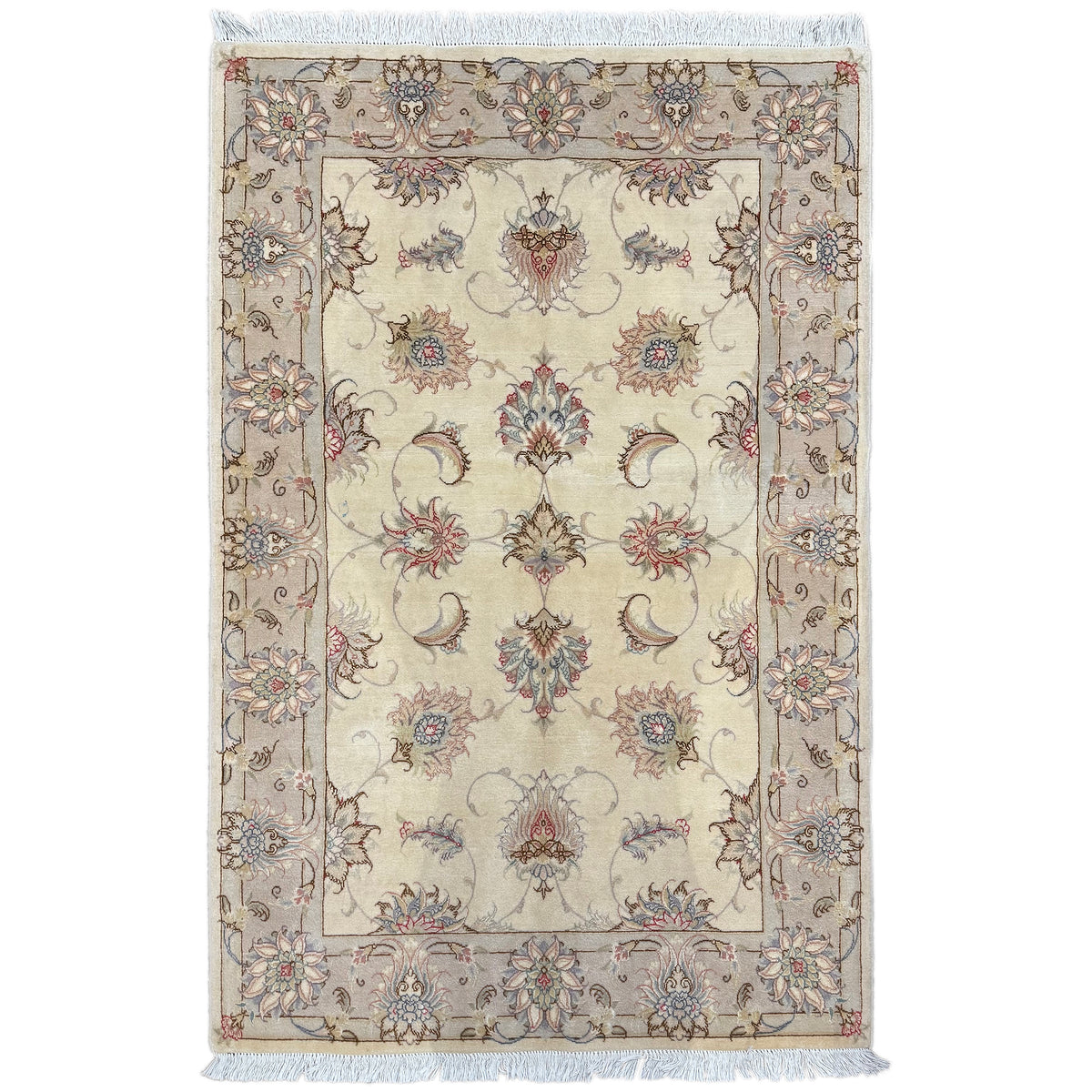 Fine Handmade Wool & Silk Tabriz 50 Raj Small Rug  100cm x 153cm