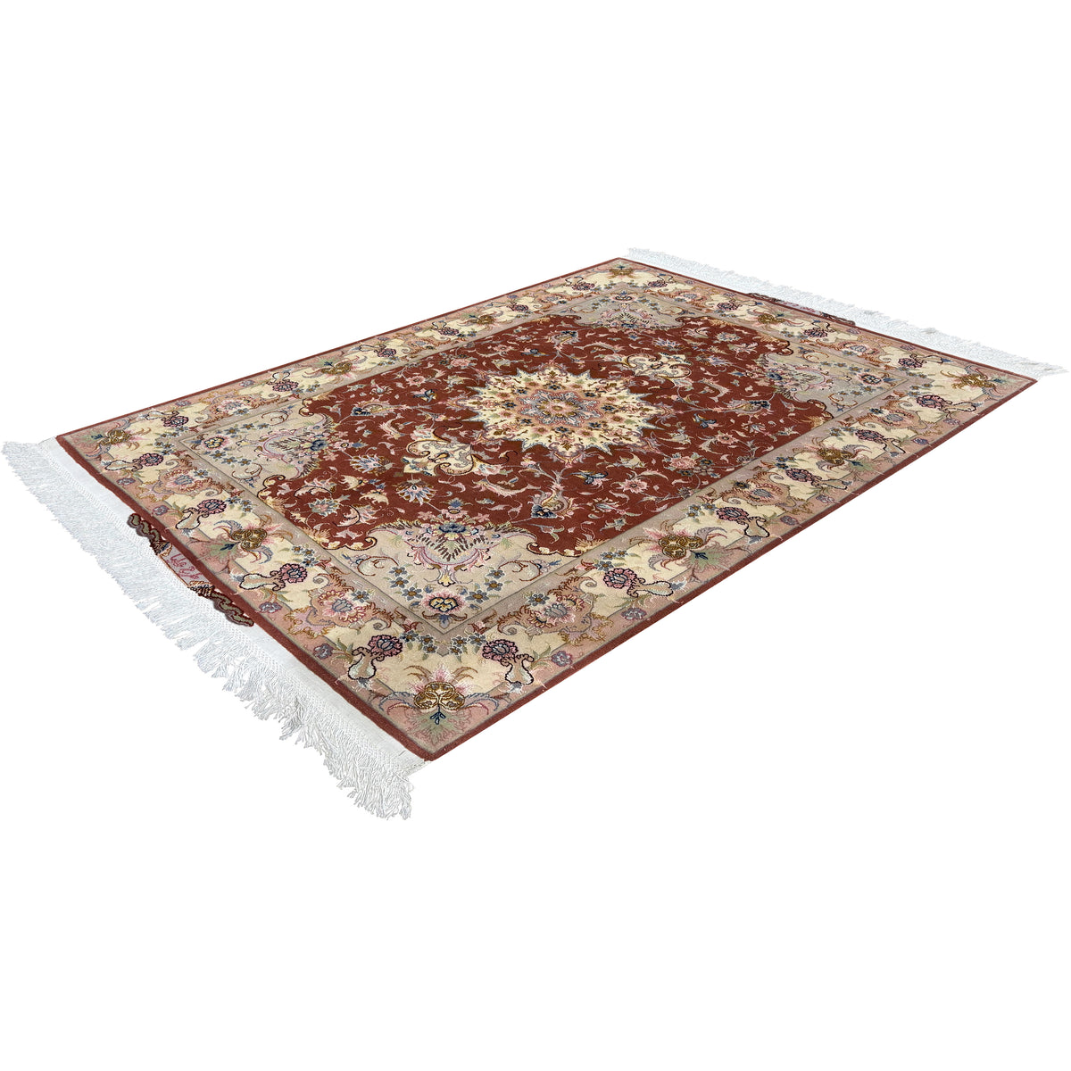 Fine Handmade Wool & Silk 50 Raj Persian Small Rug 103cm x 161cm